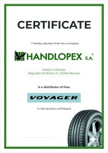 Handlopex Voyager Certifikát